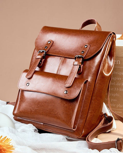 Leather Backpack Women's Wear-resistant Retro - Opulent EmpireLeather Backpack Women's Wear-resistant RetroOpulent EmpireLadies Bag