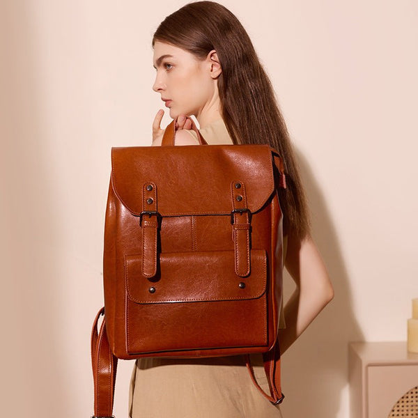 Leather Backpack Women's Wear-resistant Retro - Opulent EmpireLeather Backpack Women's Wear-resistant RetroOpulent EmpireLadies Bag