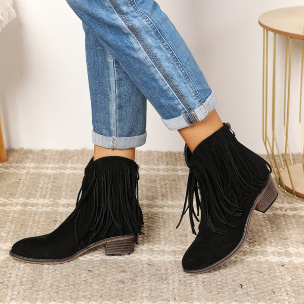 Legend Women's Fringe Cowboy Western Ankle Boots - Opulent EmpireLegend Women's Fringe Cowboy Western Ankle BootsOpulent Empire