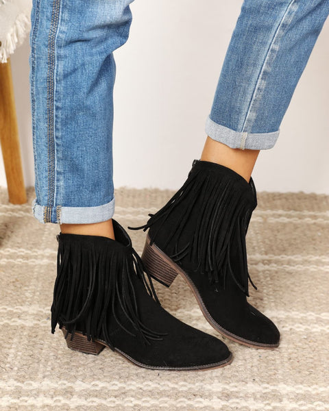 Legend Women's Fringe Cowboy Western Ankle Boots - Opulent EmpireLegend Women's Fringe Cowboy Western Ankle BootsOpulent Empire