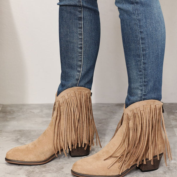 Legend Women's Fringe Cowboy Western Ankle Boots - Opulent EmpireLegend Women's Fringe Cowboy Western Ankle BootsOpulent Empire