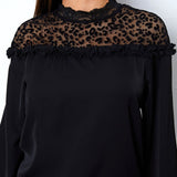 Leopard Frill Flounce Sleeve Blouse - Opulent EmpireLeopard Frill Flounce Sleeve BlouseOpulent Empire