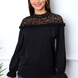 Leopard Frill Flounce Sleeve Blouse - Opulent EmpireLeopard Frill Flounce Sleeve BlouseOpulent Empire