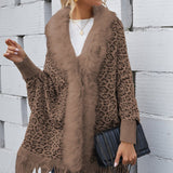 Leopard Fringe Detail Poncho - Opulent EmpireLeopard Fringe Detail PonchoOpulent EmpireClothing