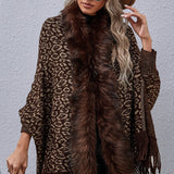 Leopard Fringe Detail Poncho - Opulent EmpireLeopard Fringe Detail PonchoOpulent EmpireClothing