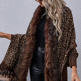 Leopard Fringe Detail Poncho - Opulent EmpireLeopard Fringe Detail PonchoOpulent EmpireClothing