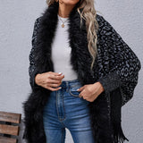 Leopard Fringe Detail Poncho - Opulent EmpireLeopard Fringe Detail PonchoOpulent EmpireClothing