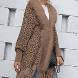 Leopard Fringe Detail Poncho - Opulent EmpireLeopard Fringe Detail PonchoOpulent EmpireClothing