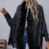 Leopard Fringe Detail Poncho - Opulent EmpireLeopard Fringe Detail PonchoOpulent EmpireClothing