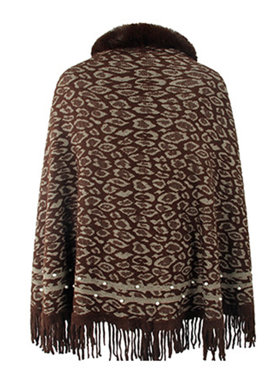 Leopard Fringe Hem Poncho - Opulent EmpireLeopard Fringe Hem PonchoOpulent EmpireClothing