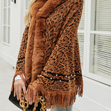 Leopard Fringe Hem Poncho - Opulent EmpireLeopard Fringe Hem PonchoOpulent EmpireClothing