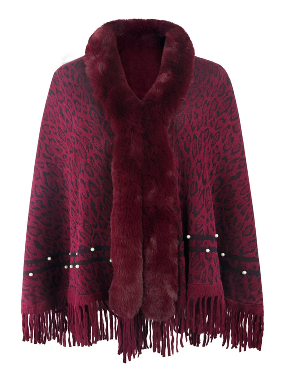 Leopard Fringe Hem Poncho - Opulent EmpireLeopard Fringe Hem PonchoOpulent EmpireClothing