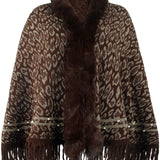 Leopard Fringe Hem Poncho - Opulent EmpireLeopard Fringe Hem PonchoOpulent EmpireClothing