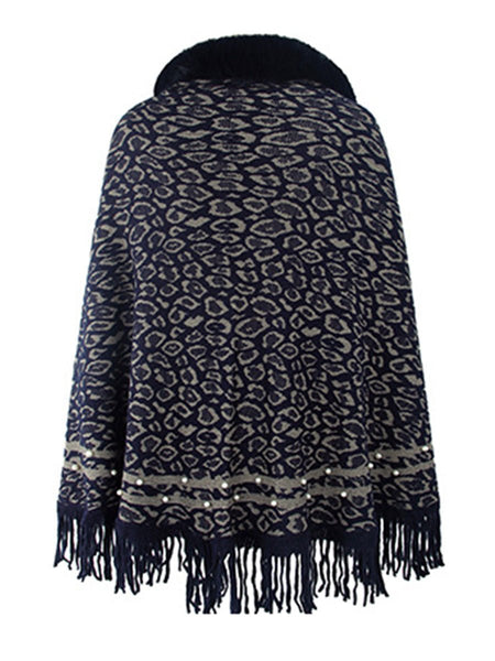 Leopard Fringe Hem Poncho - Opulent EmpireLeopard Fringe Hem PonchoOpulent EmpireClothing