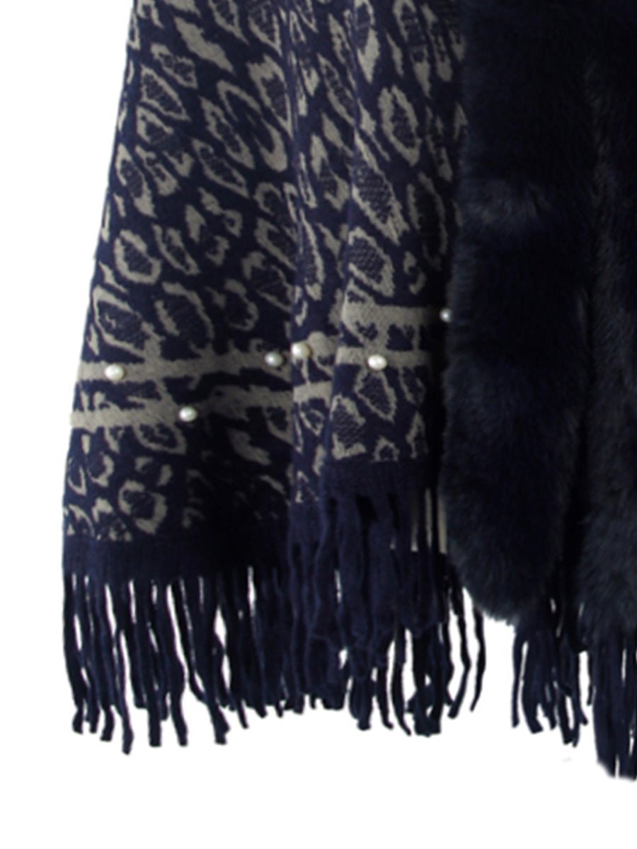 Leopard Fringe Hem Poncho - Opulent EmpireLeopard Fringe Hem PonchoOpulent EmpireClothing