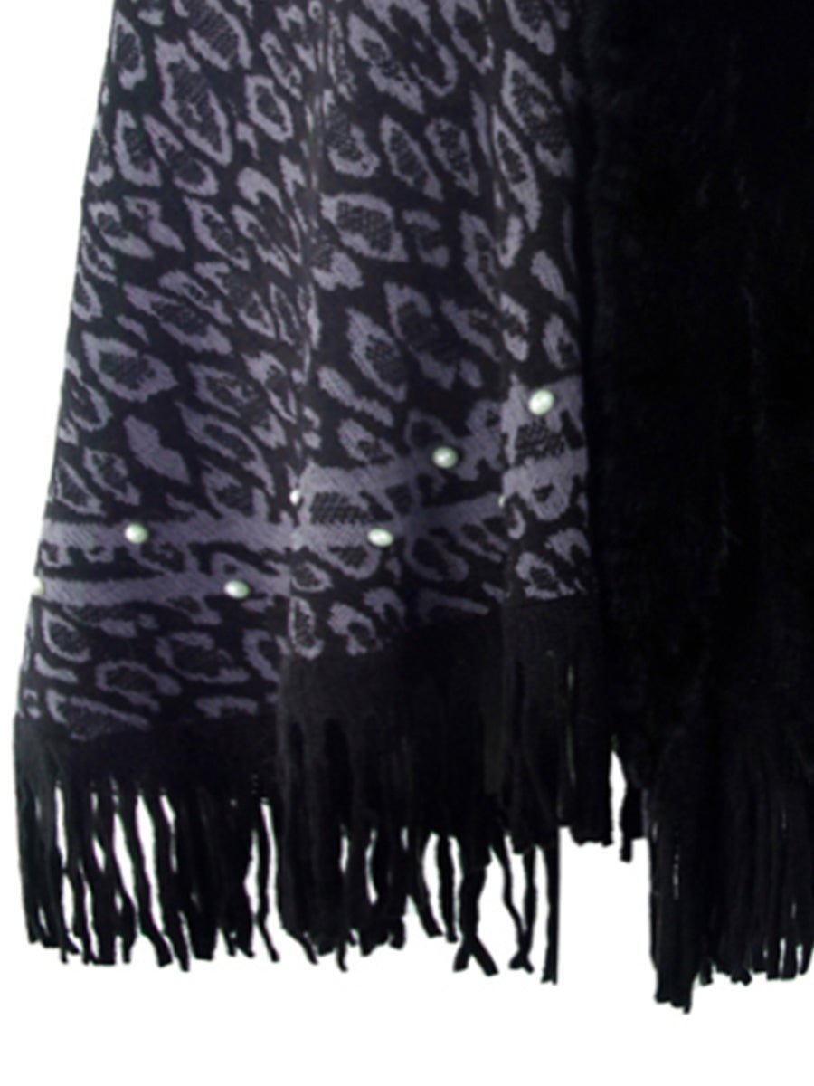 Leopard Fringe Hem Poncho - Opulent EmpireLeopard Fringe Hem PonchoOpulent EmpireClothing