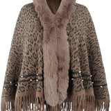 Leopard Fringe Hem Poncho - Opulent EmpireLeopard Fringe Hem PonchoOpulent EmpireClothing