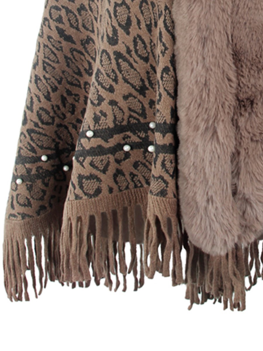 Leopard Fringe Hem Poncho - Opulent EmpireLeopard Fringe Hem PonchoOpulent EmpireClothing