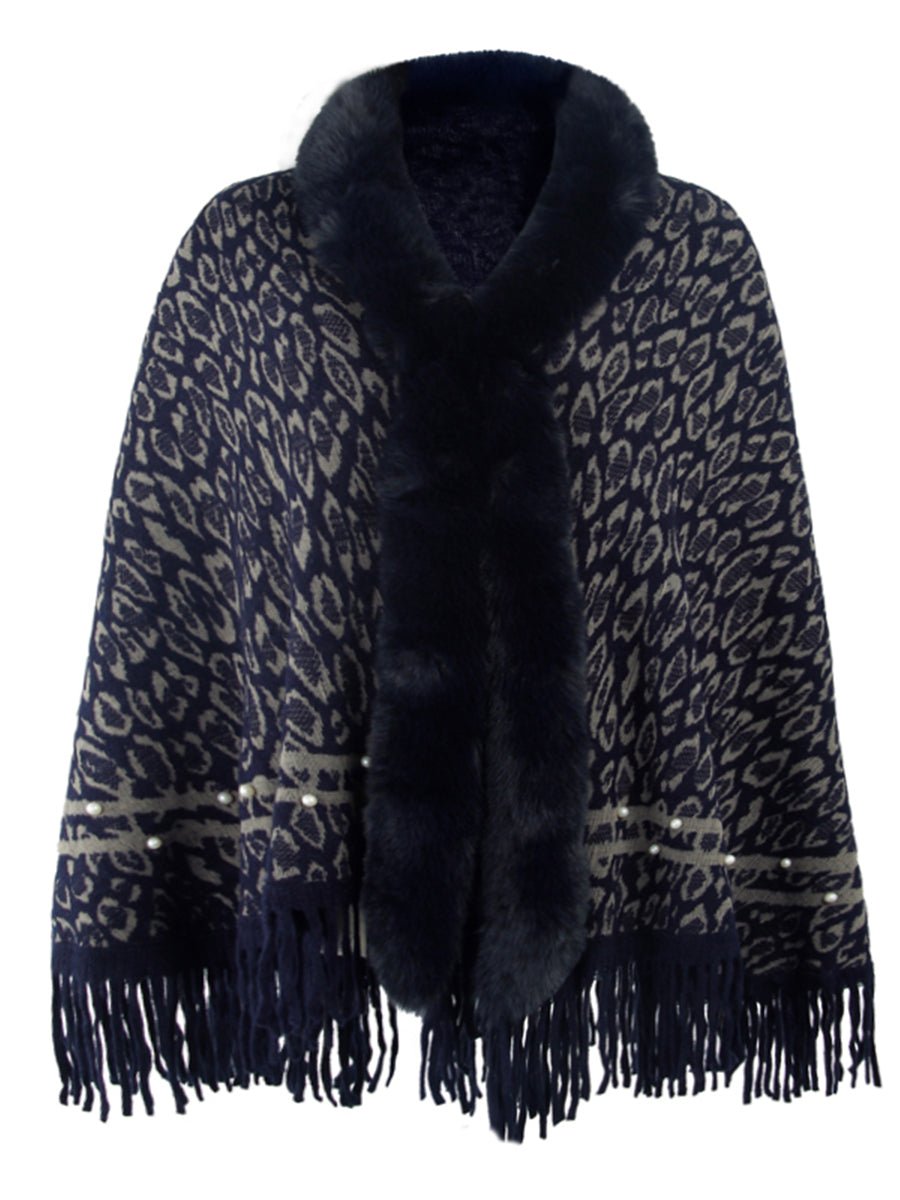 Leopard Fringe Hem Poncho - Opulent EmpireLeopard Fringe Hem PonchoOpulent EmpireClothing