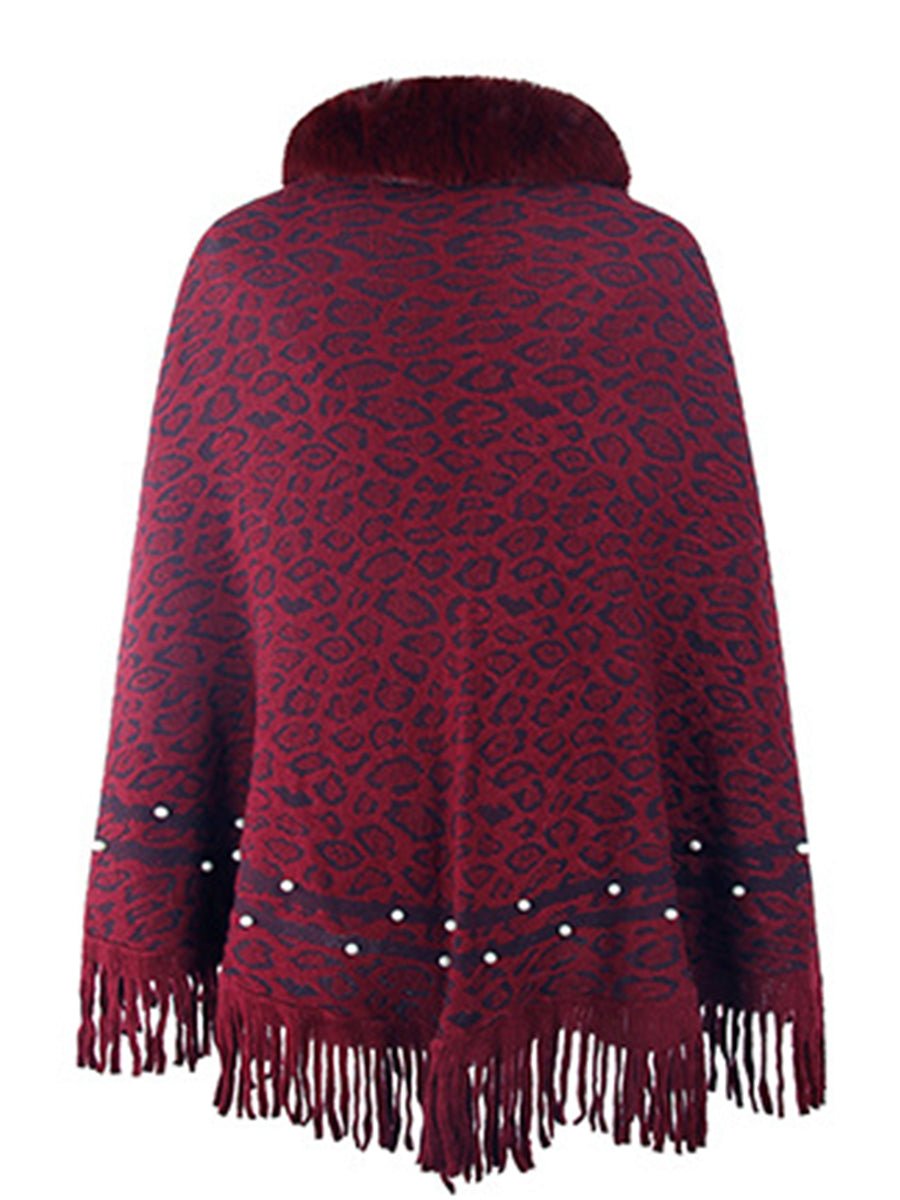 Leopard Fringe Hem Poncho - Opulent EmpireLeopard Fringe Hem PonchoOpulent EmpireClothing