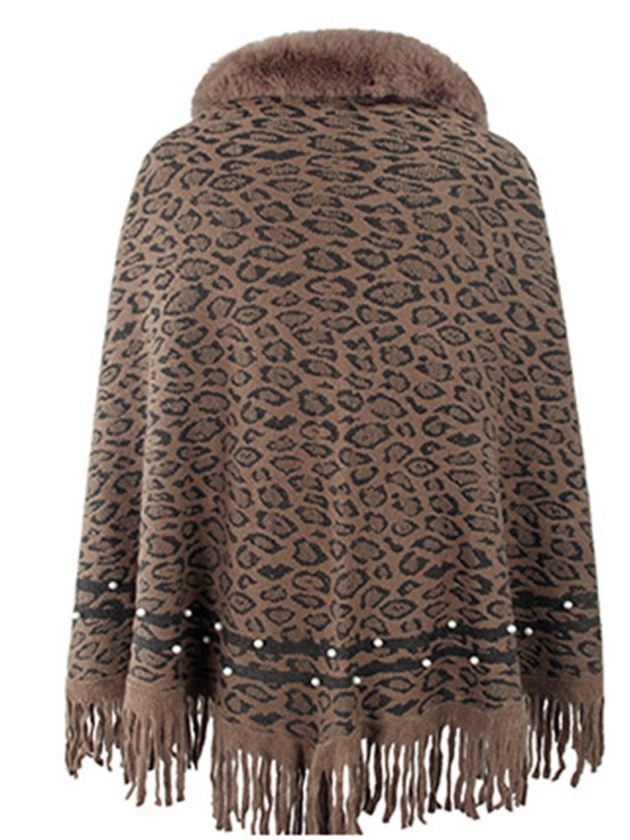 Leopard Fringe Hem Poncho - Opulent EmpireLeopard Fringe Hem PonchoOpulent EmpireClothing