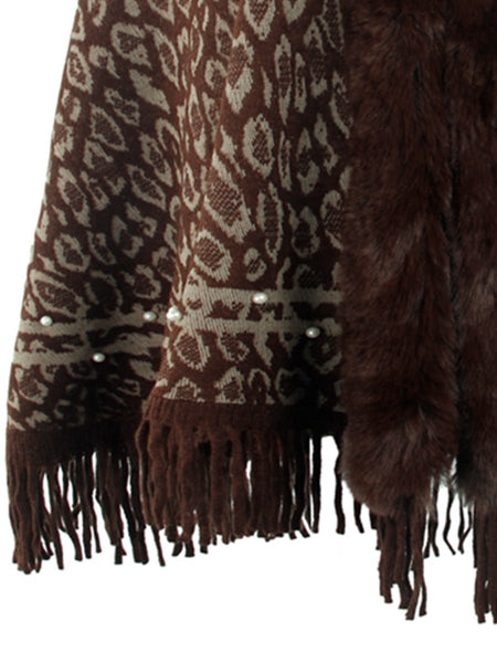 Leopard Fringe Hem Poncho - Opulent EmpireLeopard Fringe Hem PonchoOpulent EmpireClothing