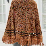 Leopard Fringe Hem Poncho - Opulent EmpireLeopard Fringe Hem PonchoOpulent EmpireClothing