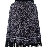 Leopard Fringe Hem Poncho - Opulent EmpireLeopard Fringe Hem PonchoOpulent EmpireClothing