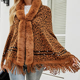 Leopard Fringe Hem Poncho - Opulent EmpireLeopard Fringe Hem PonchoOpulent EmpireClothing