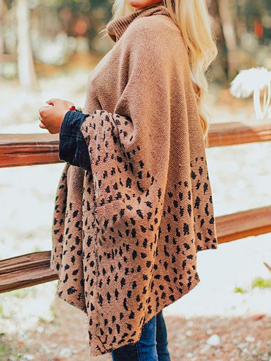 Leopard Turtleneck Poncho - Opulent EmpireLeopard Turtleneck PonchoOpulent EmpireClothing