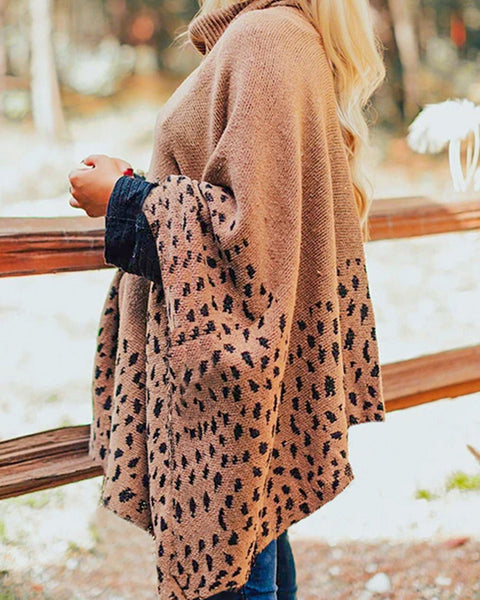 Leopard Turtleneck Poncho - Opulent EmpireLeopard Turtleneck PonchoOpulent EmpireClothing