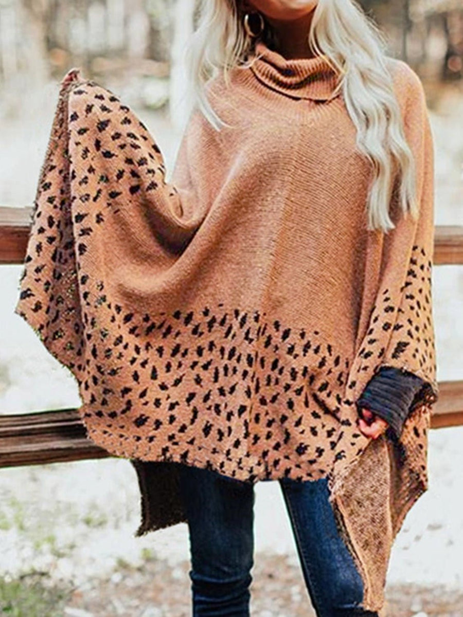 Leopard Turtleneck Poncho - Opulent EmpireLeopard Turtleneck PonchoOpulent EmpireClothing