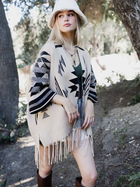 Leto Muir Woods Geometric Print Cardigan - Opulent EmpireLeto Muir Woods Geometric Print CardiganOpulent EmpireClothing