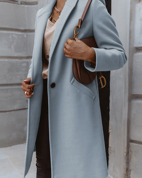 Long Sleeve Longline Coat with Pockets - Opulent EmpireLong Sleeve Longline Coat with PocketsOpulent Empire