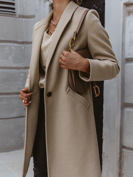 Long Sleeve Longline Coat with Pockets - Opulent EmpireLong Sleeve Longline Coat with PocketsOpulent Empire