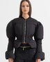 Cropped Puffer Jacket With Fitted Waistline - Black
