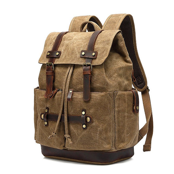 Men's Canvas Backpack Oil Wax Waterproof Computer Bag - Opulent EmpireMen's Canvas Backpack Oil Wax Waterproof Computer BagOpulent EmpireMen Backpack