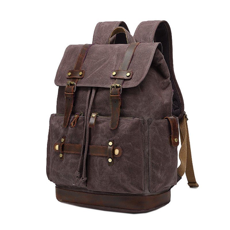 Men's Canvas Backpack Oil Wax Waterproof Computer Bag - Opulent EmpireMen's Canvas Backpack Oil Wax Waterproof Computer BagOpulent EmpireMen Backpack