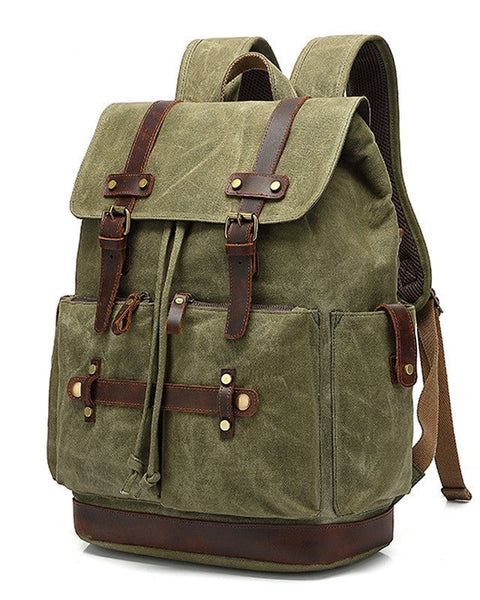 Men's Canvas Backpack Oil Wax Waterproof Computer Bag - Opulent EmpireMen's Canvas Backpack Oil Wax Waterproof Computer BagOpulent EmpireMen Backpack