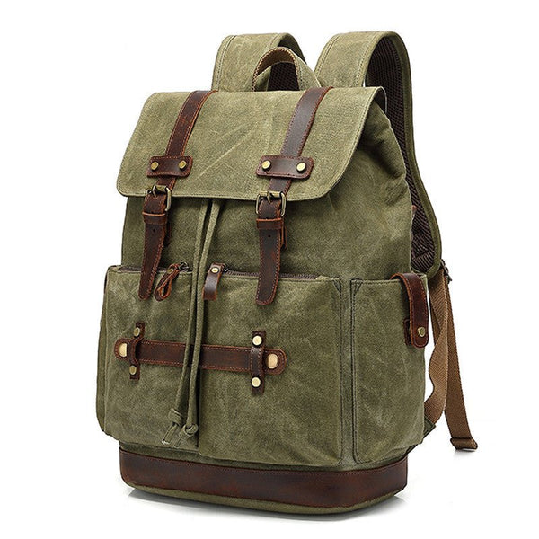 Men's Canvas Backpack Oil Wax Waterproof Computer Bag - Opulent EmpireMen's Canvas Backpack Oil Wax Waterproof Computer BagOpulent EmpireMen Backpack