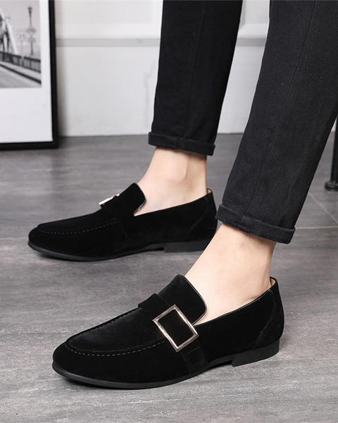 Men's suede peas shoes with belt buckle - Opulent EmpireMen's suede peas shoes with belt buckleOpulent Empire0