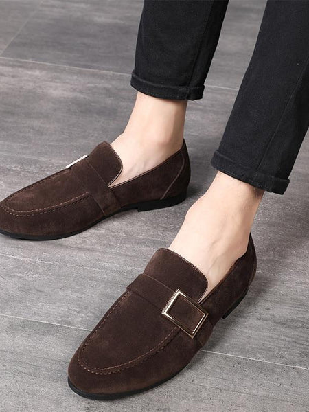 Men's suede peas shoes with belt buckle - Opulent EmpireMen's suede peas shoes with belt buckleOpulent Empire0