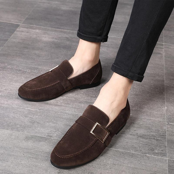 Men's suede peas shoes with belt buckle - Opulent EmpireMen's suede peas shoes with belt buckleOpulent Empire0