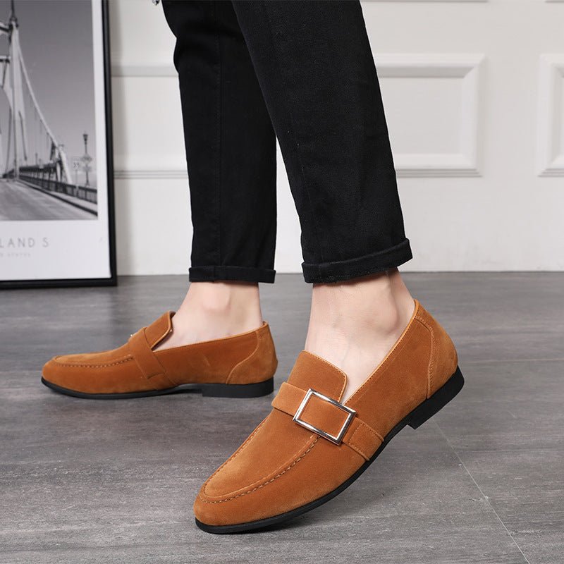 Men's suede peas shoes with belt buckle - Opulent EmpireMen's suede peas shoes with belt buckleOpulent Empire0