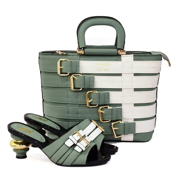 Metal Buckle Mid-heel Shoes With Large Bag Combination - Opulent EmpireMetal Buckle Mid-heel Shoes With Large Bag CombinationOpulent EmpireLadies Bag