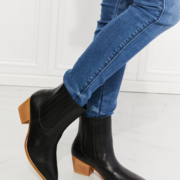 MMShoes Love the Journey Stacked Heel Chelsea Boot in Black - Opulent EmpireMMShoes Love the Journey Stacked Heel Chelsea Boot in BlackOpulent Empire