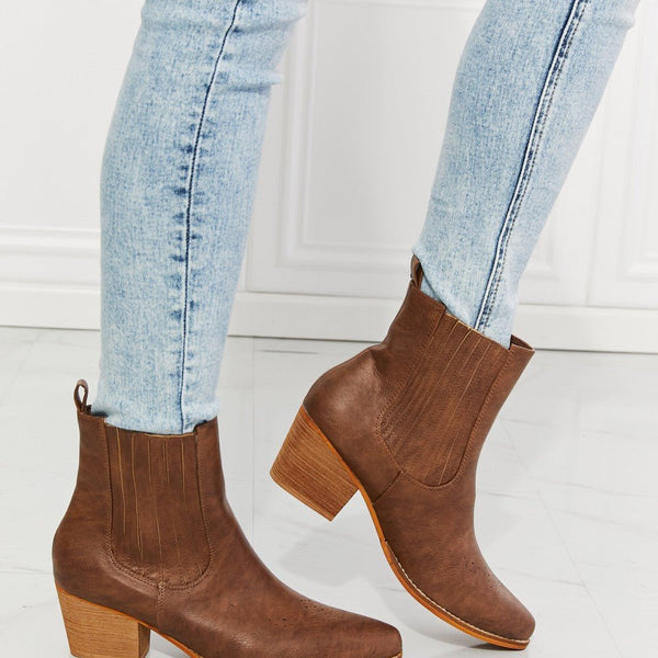 MMShoes Love the Journey Stacked Heel Chelsea Boot in Chestnut - Opulent EmpireMMShoes Love the Journey Stacked Heel Chelsea Boot in ChestnutOpulent Empire