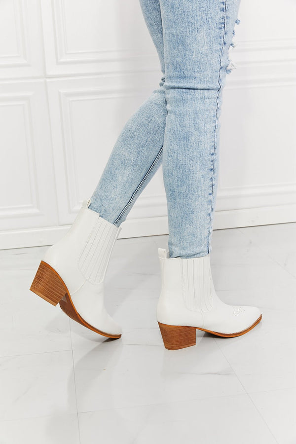 MMShoes Love the Journey Stacked Heel Chelsea Boot in White - Opulent EmpireMMShoes Love the Journey Stacked Heel Chelsea Boot in WhiteOpulent Empire