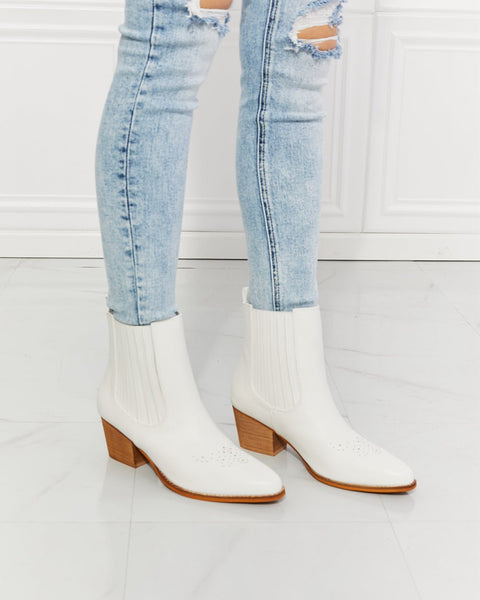 MMShoes Love the Journey Stacked Heel Chelsea Boot in White - Opulent EmpireMMShoes Love the Journey Stacked Heel Chelsea Boot in WhiteOpulent Empire