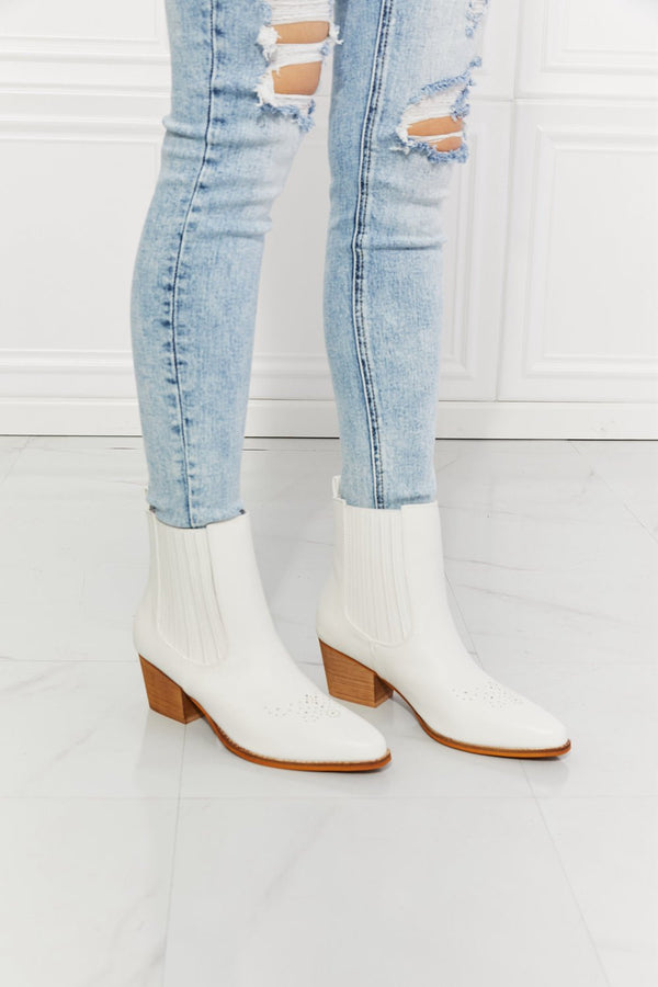 MMShoes Love the Journey Stacked Heel Chelsea Boot in White - Opulent EmpireMMShoes Love the Journey Stacked Heel Chelsea Boot in WhiteOpulent Empire